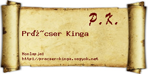 Prácser Kinga névjegykártya